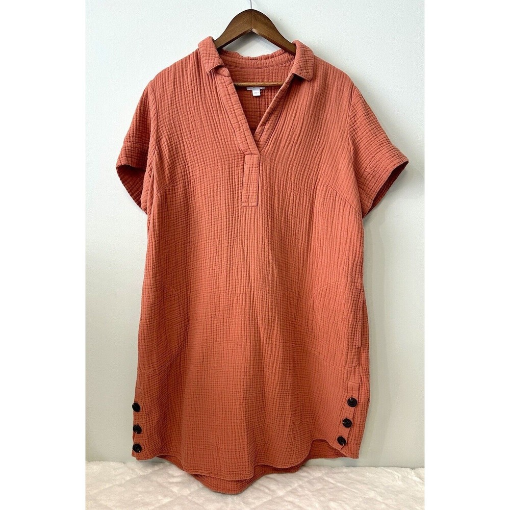 J. Jill Cotton Gauze Midi Dress in Coral